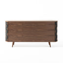 Sheridan - Mid-Century Modern Grey Fabric + Walnut Buffet