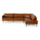 Sherry - Modern Cognac Leather Right Facing Sectional Sofa