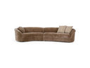 Sheth - Modern Brown Fabric Curved Sectional Sofa