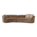Sheth - Modern Brown Fabric Curved Sectional Sofa