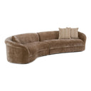 Sheth - Modern Brown Fabric Curved Sectional Sofa
