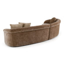 Sheth - Modern Brown Fabric Curved Sectional Sofa