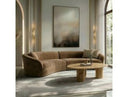 Sheth - Modern Brown Fabric Curved Sectional Sofa