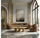 Sheth - Modern Brown Fabric Curved Sectional Sofa