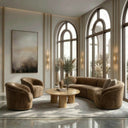 Sheth - Modern Brown Fabric Curved Sectional Sofa