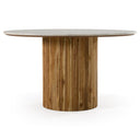 Shirley - Modern White Marble + Natural Acacia Round Dining Table