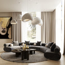 Simpson - Contemporary Dark Grey Fabric Curved Modular Sectional Sofa with Throw Pillows-5-Piece Sectional