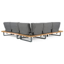 Skaros - Outdoor Grey Olefin Fabric + Eucalyptus Sectional Sofa + Coffee Table Set
