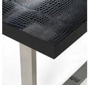Skyline + Cora - Modern Black Crocodile + Grey Fabric & Leatherette Dining Set