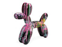 Small Graffiti Balloon Dog - Black + Multi-Color Sculpture