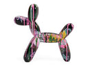 Small Graffiti Balloon Dog - Black + Multi-Color Sculpture