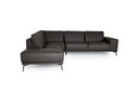 Soho - Italian Left Facing Grey Nirvana Fume Leather Sectional Sofa