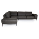 Soho - Italian Left Facing Grey Nirvana Fume Leather Sectional Sofa