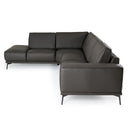 Soho - Italian Left Facing Grey Nirvana Fume Leather Sectional Sofa