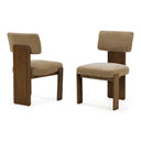 Solis - Modern Tan Fabric + Walnut Dining Chair (Set of 2)