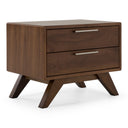 addison +soria - mid-century modern grey fabric + walnut 4-piece bedroom set