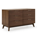 addison +soria - mid-century modern grey fabric + walnut 4-piece bedroom set