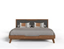 Soria Mid-Century Grey & Walnut Bed