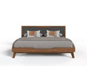 Soria Mid-Century Grey & Walnut Bed