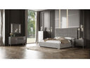 Splendor - Silver + Grey Velvet Upholstered King Platform Bed