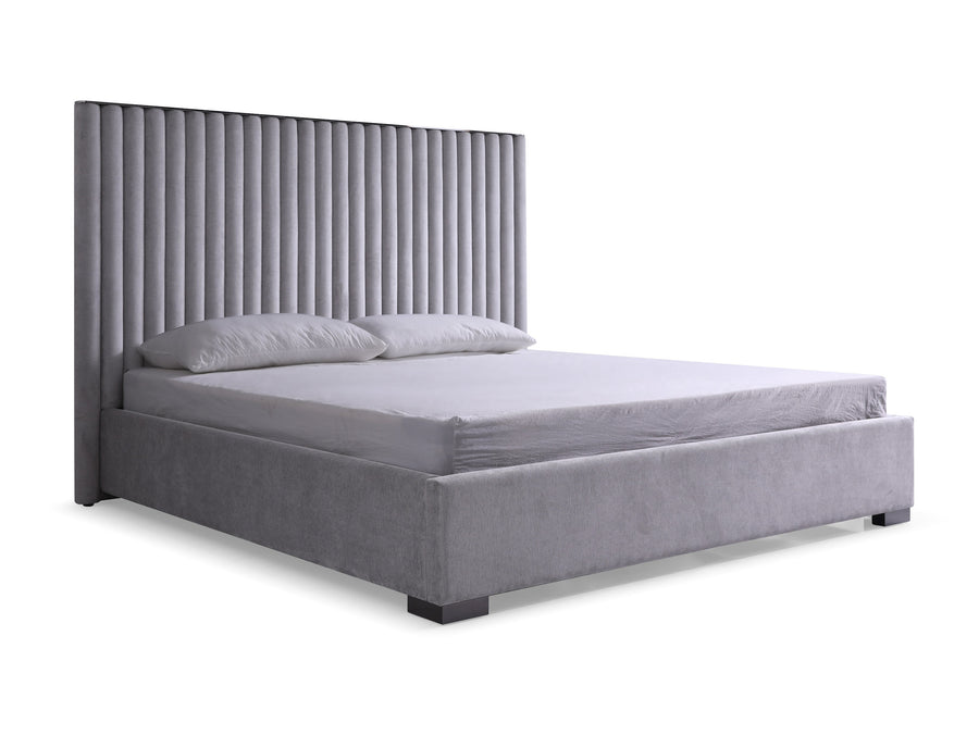Splendor - Silver & Grey Velvet Upholstered Platform Bed Set