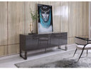 Lenny - Modern White High Gloss & Stainless Steel Gun Metal Buffet