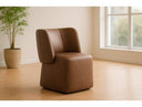 Standing - Modern Brown Vegan Leather Dining Chair w/ Castor Wheels