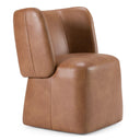 Standing - Modern Brown Vegan Leather Dining Chair w/ Castor Wheels