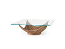 Sunrise - Contemporary Glass + Walnut Square Coffee Table