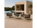 Suntide - Outdoor Grey Fabric + Beige Rattan + Grey Acacia Sofa Set