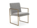 Suzanne - Modern Grey Fabric + Antique Brass Dining Chair