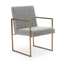 Suzanne - Modern Grey Fabric + Antique Brass Dining Chair