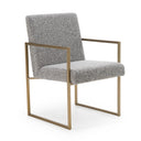 Suzanne - Modern Grey Fabric + Antique Brass Dining Chair