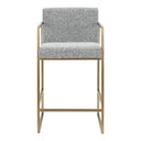 Suzanne - Modern Grey Fabric + Antique Brass Counter Chair