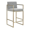 Suzanne - Modern Grey Fabric + Antique Brass Dining Chair