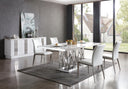 Marston Modern White Marble & Stainless Steel Dining Table