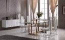 Keaton Modern Glass & Brass Dining Table