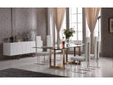 Marston Modern White Marble & Stainless Steel Dining Table