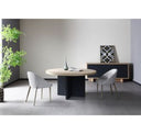 T8963 - Natural Oak + Black Metal Dining Table