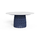 Swipe Round Dining Table by Talenti, Blue / Calacatta Top