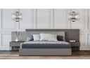 Enzo Italian Modern Grey Oak & Fabric Bed w/ Nightstands