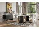 Tasha - Modern Black Ash + Brushed Gold Rectangular Dining Table