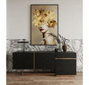 Tasha - Modern Black Ash + Brushed Gold TV Stand