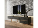 Tasha - Modern Black Ash + Brushed Gold TV Stand