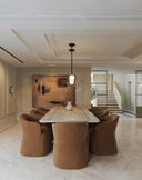 Timothy - Modern Brown Fabric Dining Chair w/ Castor Wheels