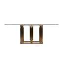 Token Modern Smoked Grey Glass & Rosegold Dining Table