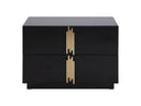 Token - Modern Black + Gold Wide Nightstand