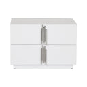 Token - Modern White & Stainless Steel Wide Nightstand