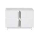 Token - Modern White + Stainless Steel 4-Piece Bedroom Set