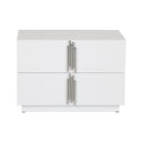 Token - Modern White & Stainless Steel Wide Nightstand